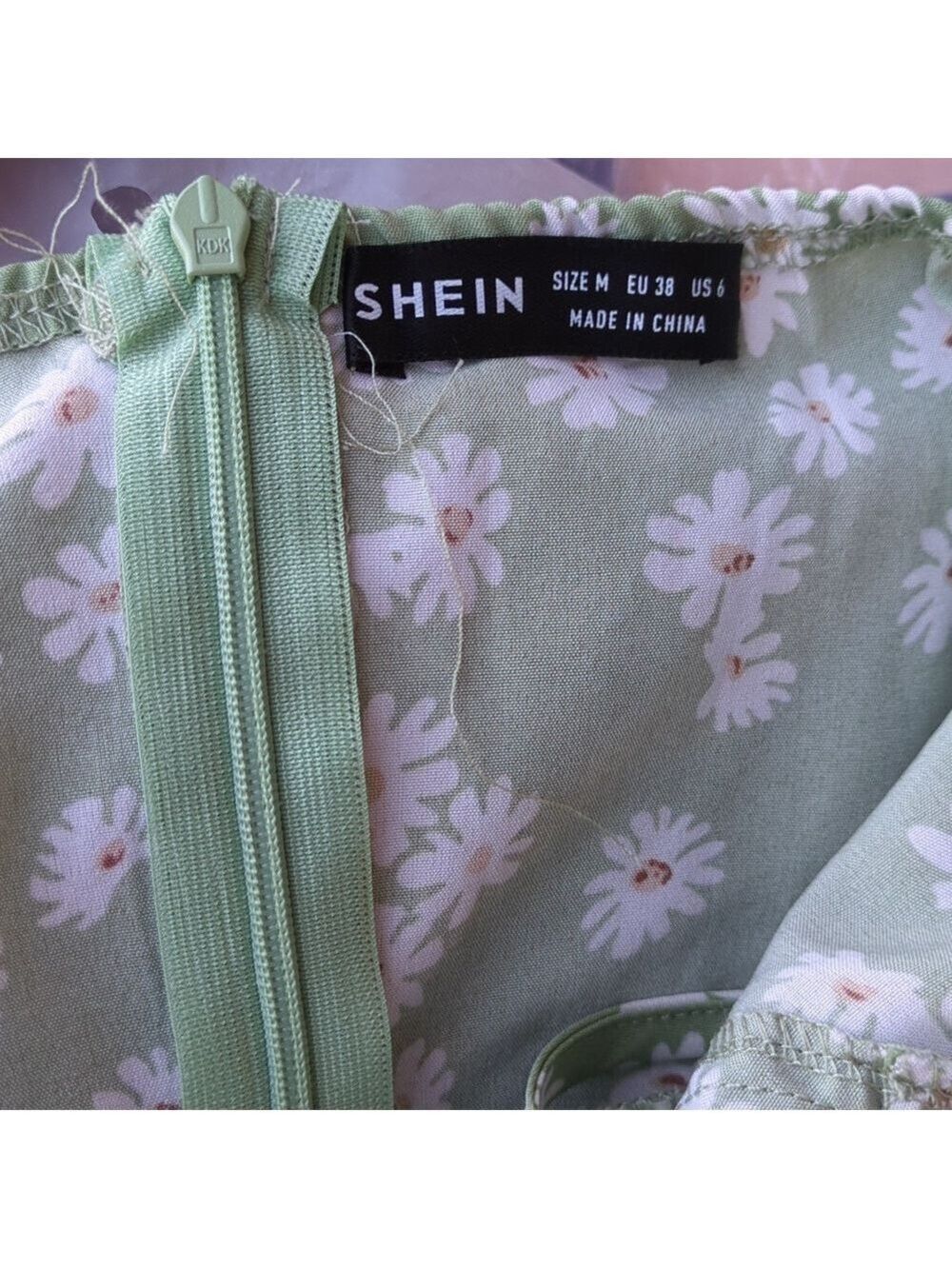 Green Floral Midi Dress Cottagecore Sundress Summer‎ Spaghetti Strap Slit - Picture 10 of 12